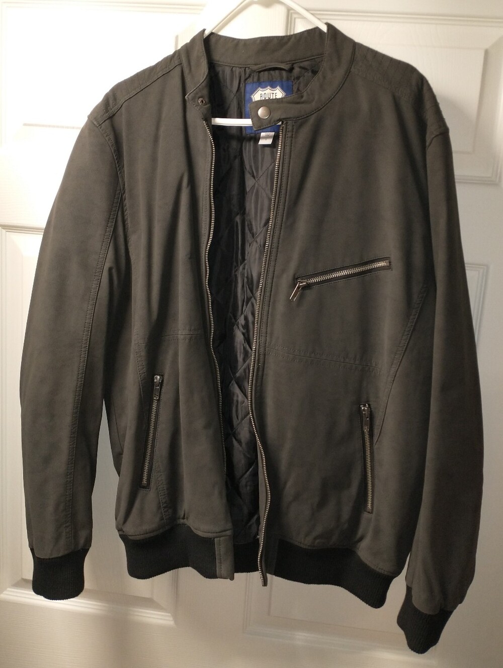 Men's Route 66 Size Large Moto Style Grey Gray Jacket Coat